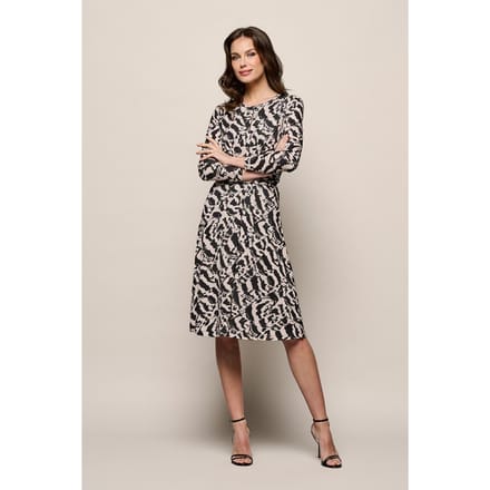 Maddie Print Jurk Creme / Zwart