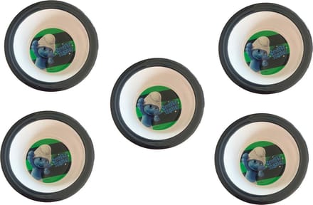 De smurfen - klungel smurf - set van 5 diepe bordjes - voor kinderen - 16,5 cm diameter.