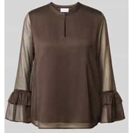 comma - female - Gestructureerde chiffonblouse met volantmouwen