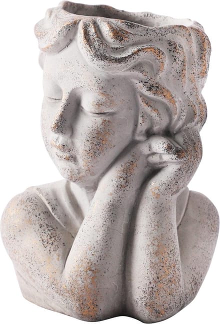 Dekoratief | Bloempot vrouw, grijs, cement, 16x13x22cm | A250009