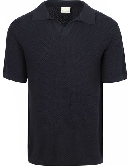 KnowledgeCotton Apparel Polo Knitted Donkerblauw (navy) - Maat L - Heren - Casual T-shirts