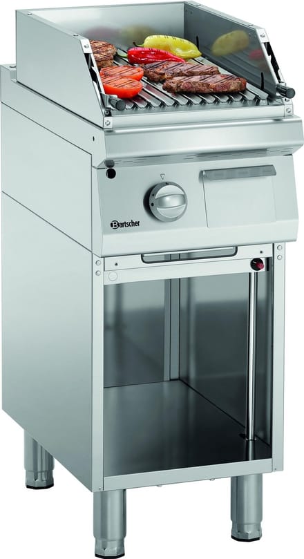 Bartscher Lavasteengrill - RVS - Gas - 9kW - V-rooster - 400x700x850mm