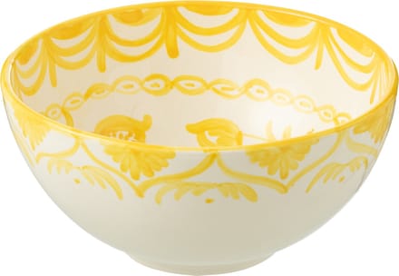 J-Line kom Granada High - keramiek - wit/geel - large - Ø 28 cm