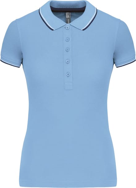 Kariban Damespolo korte mouwen K251 - Sky Blue / Navy / White - M