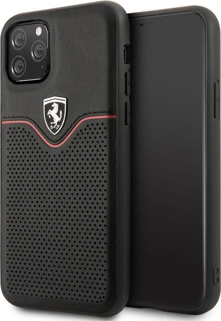 iPhone 11 Pro Backcase hoesje - Ferrari - Effen Zwart - Leer