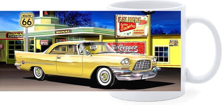 Beker - Tekening Gele Amerikaanse Auto Route 66