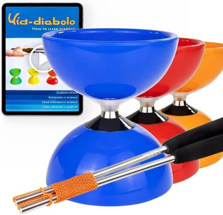 Jongleer Set - Diabolo Set - Vaardigheden Leren - Dubbele Kogellagers - Medium Formaat - Blauw