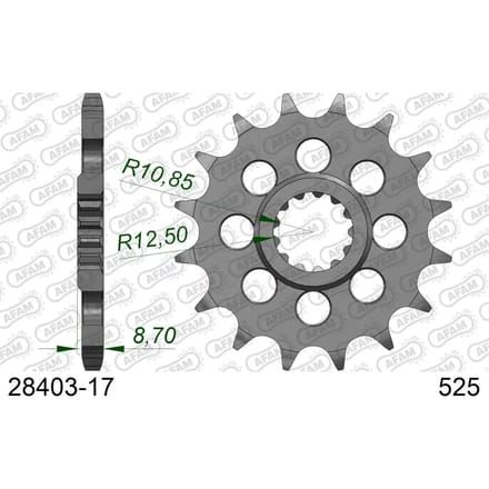 Stalen motortandwiel voor Afam 525 17 dents