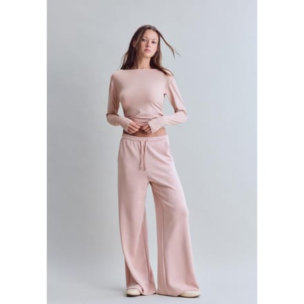 Stradivarius Polyamide T-shirt met lange mouwen en plooitjes  Pastelroze M