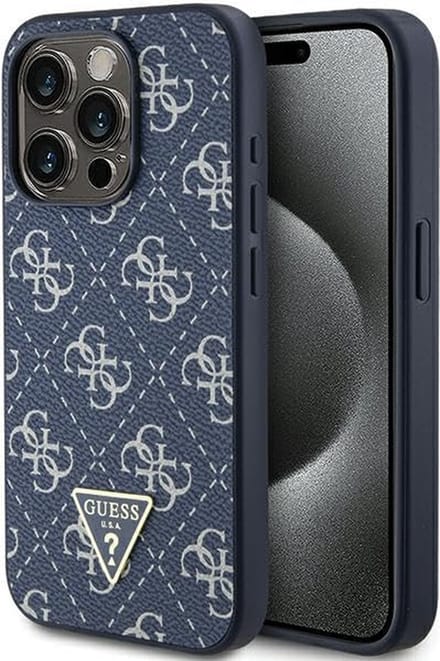 Guess 4G Triangle Logo Back Case - Geschikt voor Apple iPhone 15 Pro (6.1") - Blauw