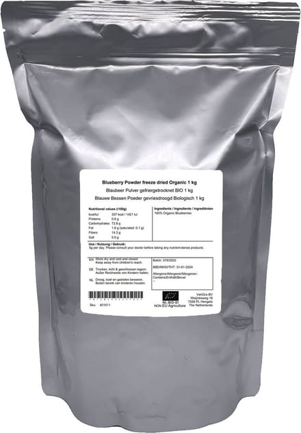 Blauwe Bessen Poeder Gevriesdroogd - 1 Kg - VehGro