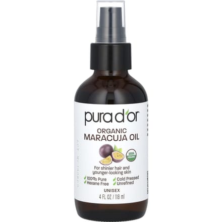Pura D'or, Biologische Passievruchtolie, 4 fl oz (118 ml) black