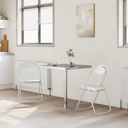 vidaXL - Inklapbare - stoel - 2 - st - Kunstleer - Wit - 48 - x - 43,5 - x - 81 - cm