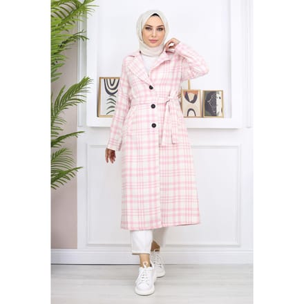 Geruit Chanel Kasjmier Jas Roze
