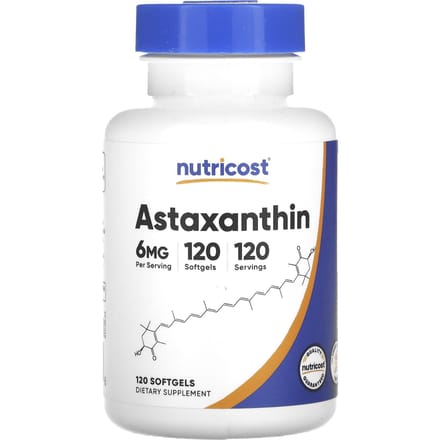 Nutricost, astaxanthine, 6 mg, 120 gélules molles