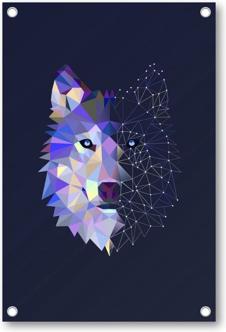 Abstracte Wolf - Tuinposter 60x90 - Wanddecoratie - Minimalist - Dieren