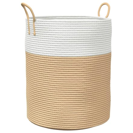 vidaXL - Opbergmand - Ø - 38x46 - cm - katoen - beige - en - wit