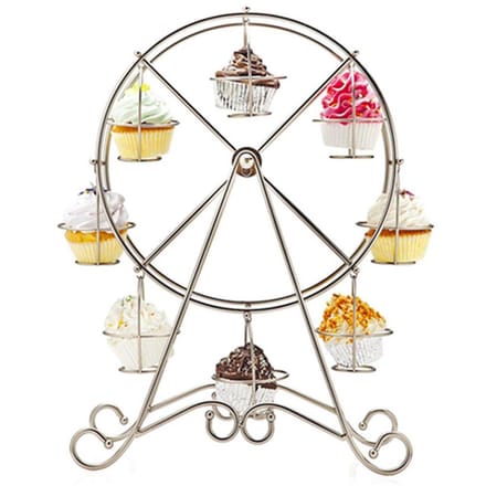 Betoverd Reuzenrad Cupcake Standaard 8 Cupcakes Display Standaard voor Carnaval en Circus Themafeest white