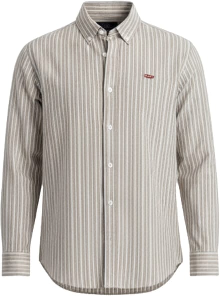 OMBRE Overhemd - Regular Fit - Katoen - Lange Mouw Beige S