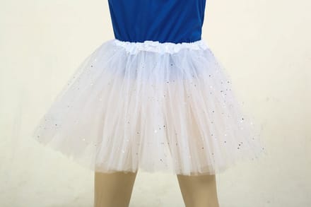 Glitter Rokje - Tule - Kindermaat - One Size - Wit