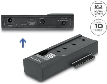 Delock USB Type-C™ Converter for 1 x M.2 SSD or 1 x SATA SSD / HDD