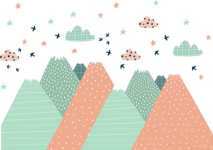 Kinderstickers met Scandinavische bergen van Rodika, 100 x 150 cm
