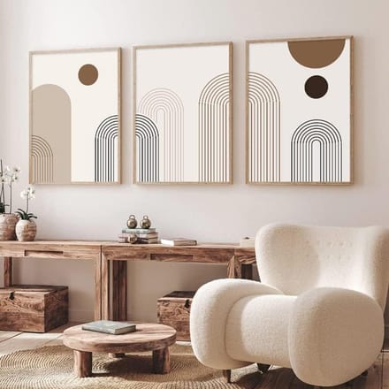 Abstracte Posters Set - Geometrische Muurkunst - Interieur Decoratie - 30x40cm Canvas Prints - Set van 3 - Boho Stijl