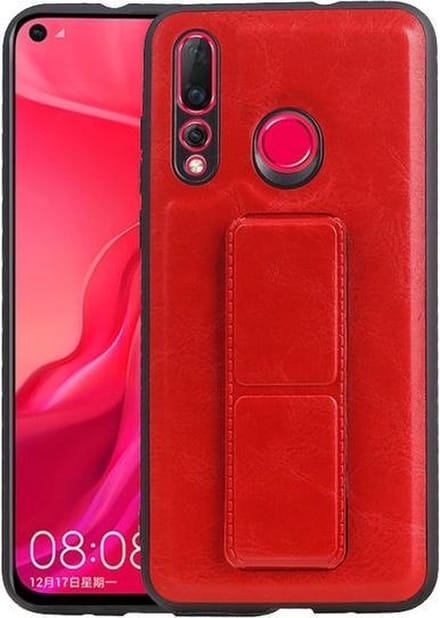 Grip Stand Hardcase Backcover voor Huawei Nova 4 Rood