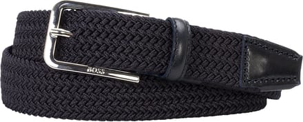 BOSS leren heren riem - navy blauw