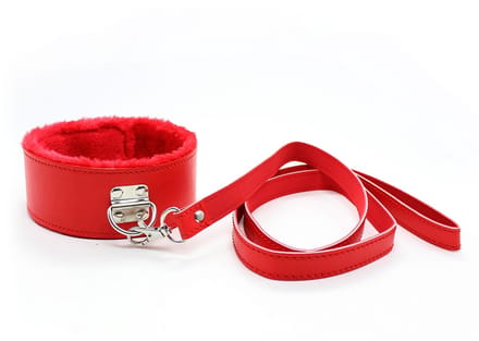 Smart Moves - Bont Gevoerde Collar met Leiband - Rood