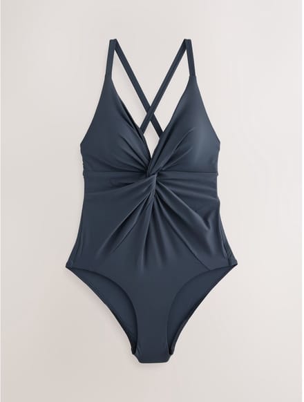 Next - Dames - Twist Front Tummy Control Badpak met print - Blauw