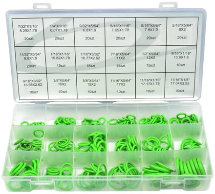 GEKO Groene O-ring set - 270 stuks - Diverse maten - Handige assortimentsdoos