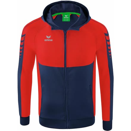 Erima Six Wings Trainingsjack Met Capuchon Heren - Rood / New Navy | Maat: M