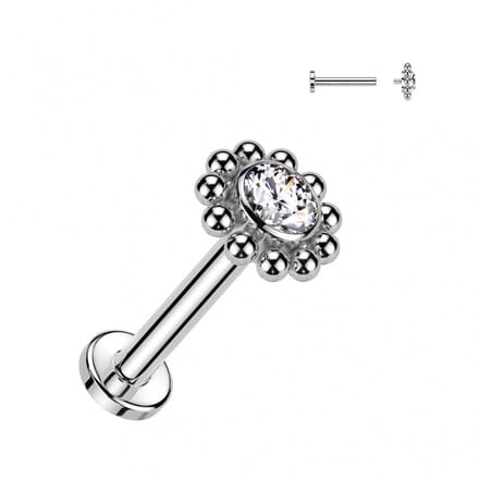 Piercing titanium Beaded Edge 1.2x6 - zilver - LMPiercings