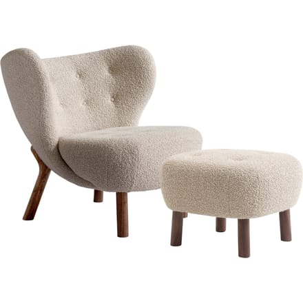&Tradition Little Petra VB1 Fauteuil & ATD1 Poef  - karakorum 003 - oiled walnut