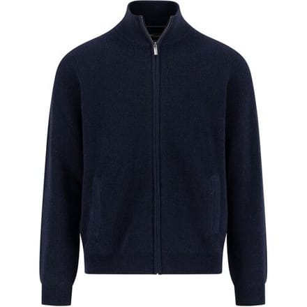 Fynch-Hatton Vest Zip Stand-Up Collar Subtle Structure Knit Merino Cashmere Navy / male