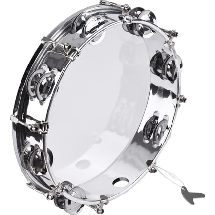 Tamboerijn Handbel Handtrommel met percussie-instrument met dubbele rij jingles 10-inch