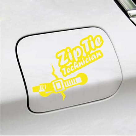 Bumpersticker - Zip Tie Technician - 11,2 X 14,8 - Geel