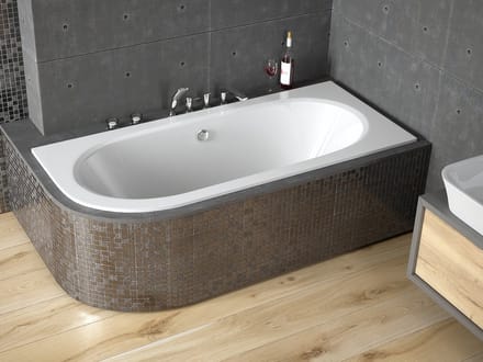 Badland AVITA SLIM hoekbad 150 x 75 cm rechts wit zonder zijpaneel