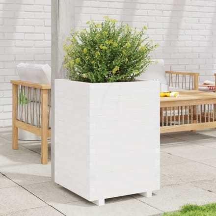 vidaXL - Plantenbak - 50x50x72,5 - cm - massief - grenenhout - wit