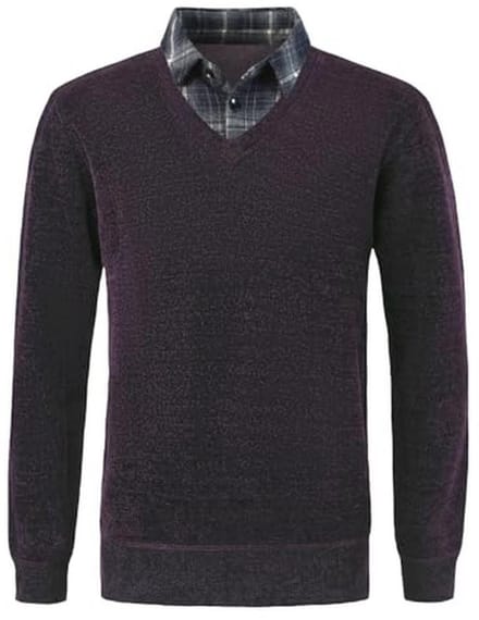 Heren 2-in-1 V-hals Chenille Trui - Casual Fleece Gevoerd Wintershirt