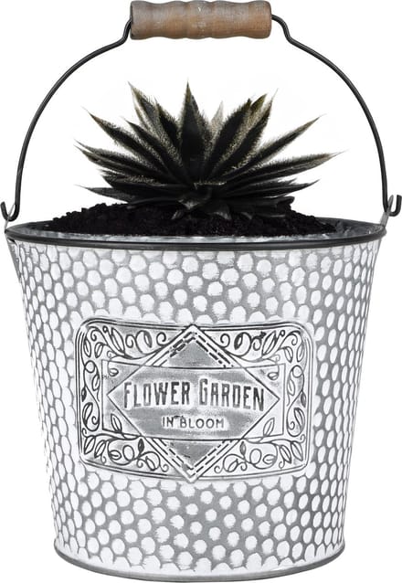 Sunnydays Emmer/plantenpot/bloempot - zink - zilver - D17 x H14 cm