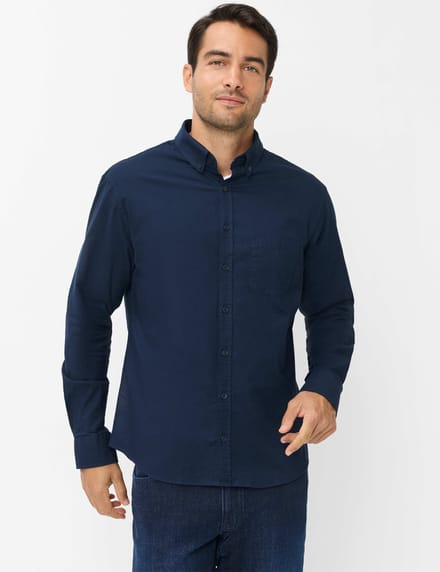 Brax Heren Overhemd  Style DANIEL night blue, donkerblauw, maat S