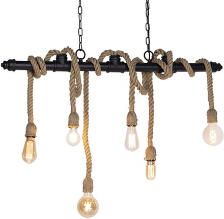 QAZQA Plural Hanglamp - 6 lichts - L 1020 mm - Zwart