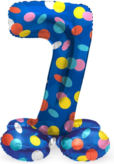 Staande Folieballon Cijfer 7 Colorful Dots - 41 cm