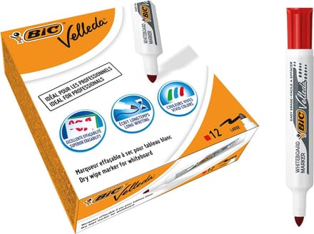 BIC® Velleda 1711 Whiteboardmarker, Ronde Punt, 1,9 mm, Rood (doos 12 stuks)