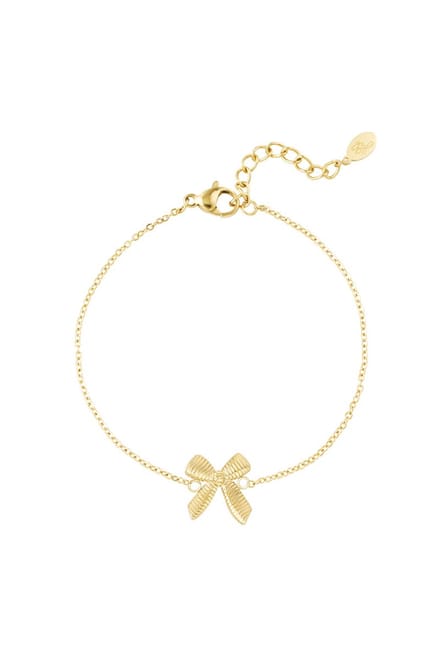 Bijoutheek Armband (Sieraad) Geribbeld Strikje Goud