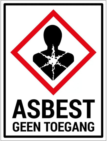 Asbest geen toegang sticker met tekst | 40 x 30 cm