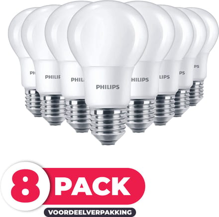 Philips LED E27 - 13W (100W) - Warm Wit Licht - Niet Dimbaar - 8 stuks