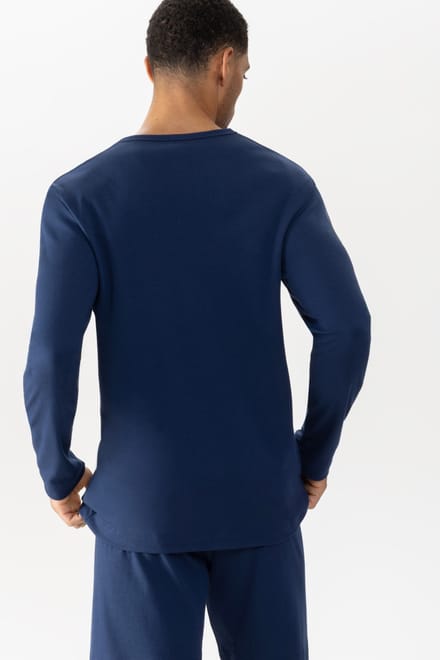 mey Herren T-Shirt Met Lange Mouwen Serie Solid Night